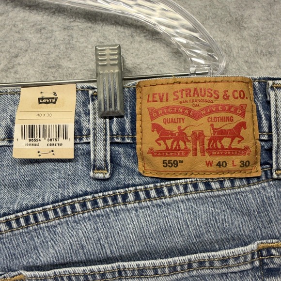 Levis 559 Jeans Mens 40x30 Blue Light Wash Relaxed Straight Leg Stretch Denim - Picture 7 of 10